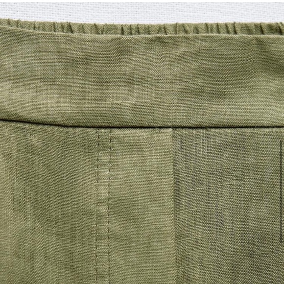 ZARA 100% LINEN STRAIGHT LEG PANTS - Picture 4 of 5